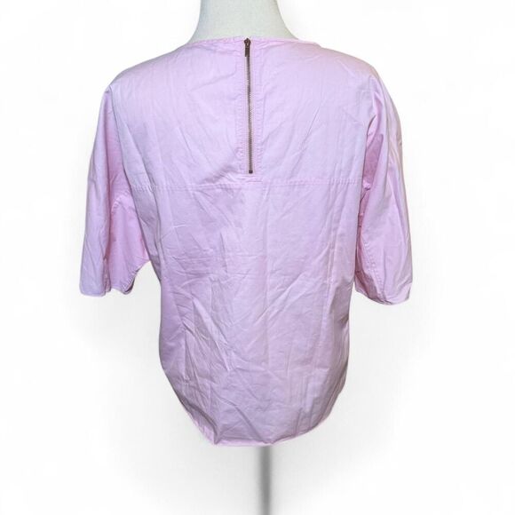 Tibi Pink Cotton Blouse Women’s Size M Elbow Sleeve Boxy Top - Picture 4 of 8